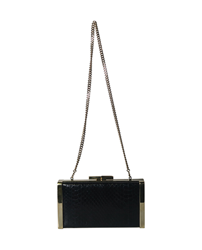 J Box Elaphe Clutch Bag, &pound;250, Handbags, Black, Python, Front view